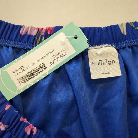 Kayleigh Camiya Floral Off The Shoulder Blue Women's Top , NWT Stitch Fix Size L - Picture 6 of 6